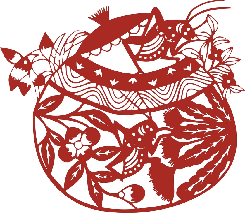 中国风中式传统喜庆民俗人物动物窗花剪纸插画边框AI矢量PNG素材【2264】